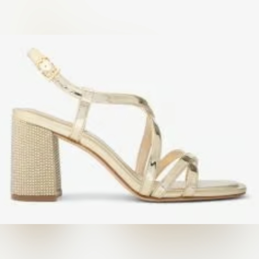 NWT🔥Michael Kors Gorgeous😍 "Lana" Crystal - embellished Sandals Gold 7.5 - Picture 2 of 9